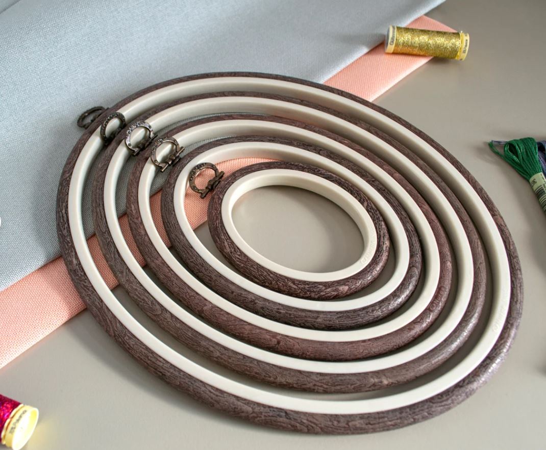 Cerc pentru Broderie Oval de Culoarea Maro, Flexibil, 230-7