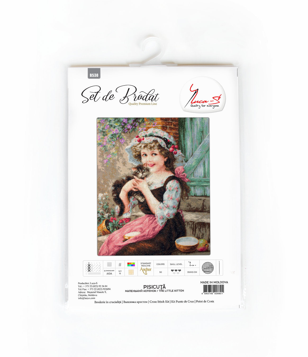 Set de brodat în cruciuliță Luca-S - B538 Pisicuţă