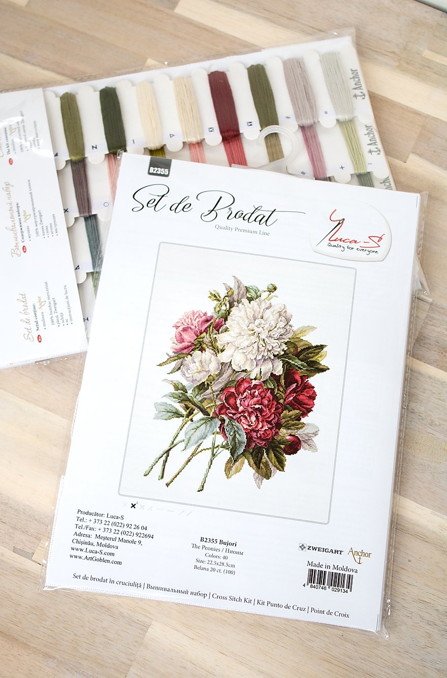 Cross stitch kit Luca-S - B2355 Peonies