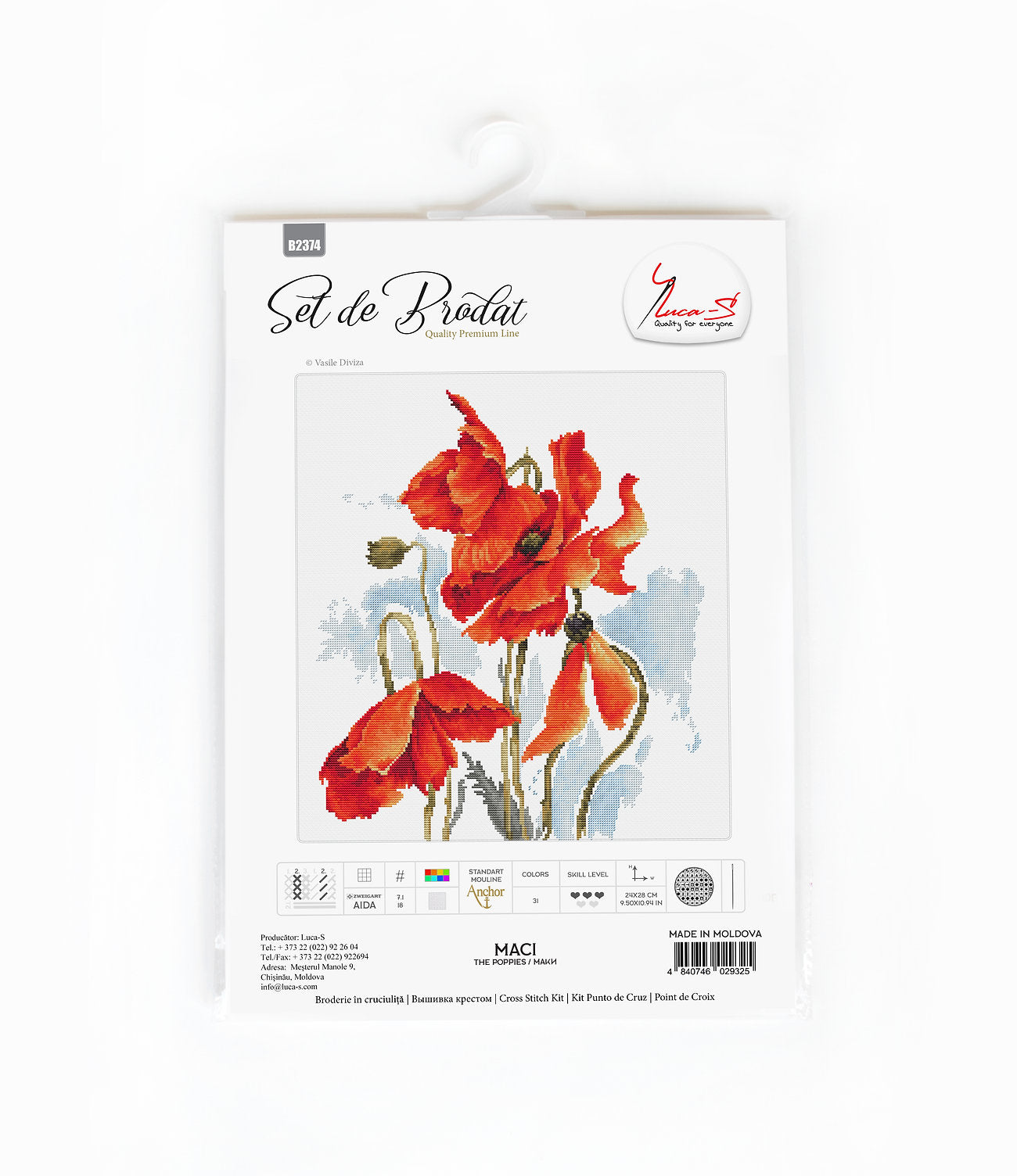 Cross stitch kit Luca-S - B2374 Poppies