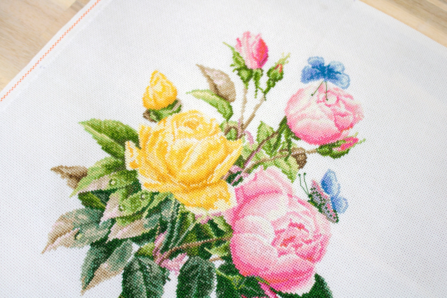 Cross stitch kit Luca-S - BU4003 Yellow roses and Bengal roses