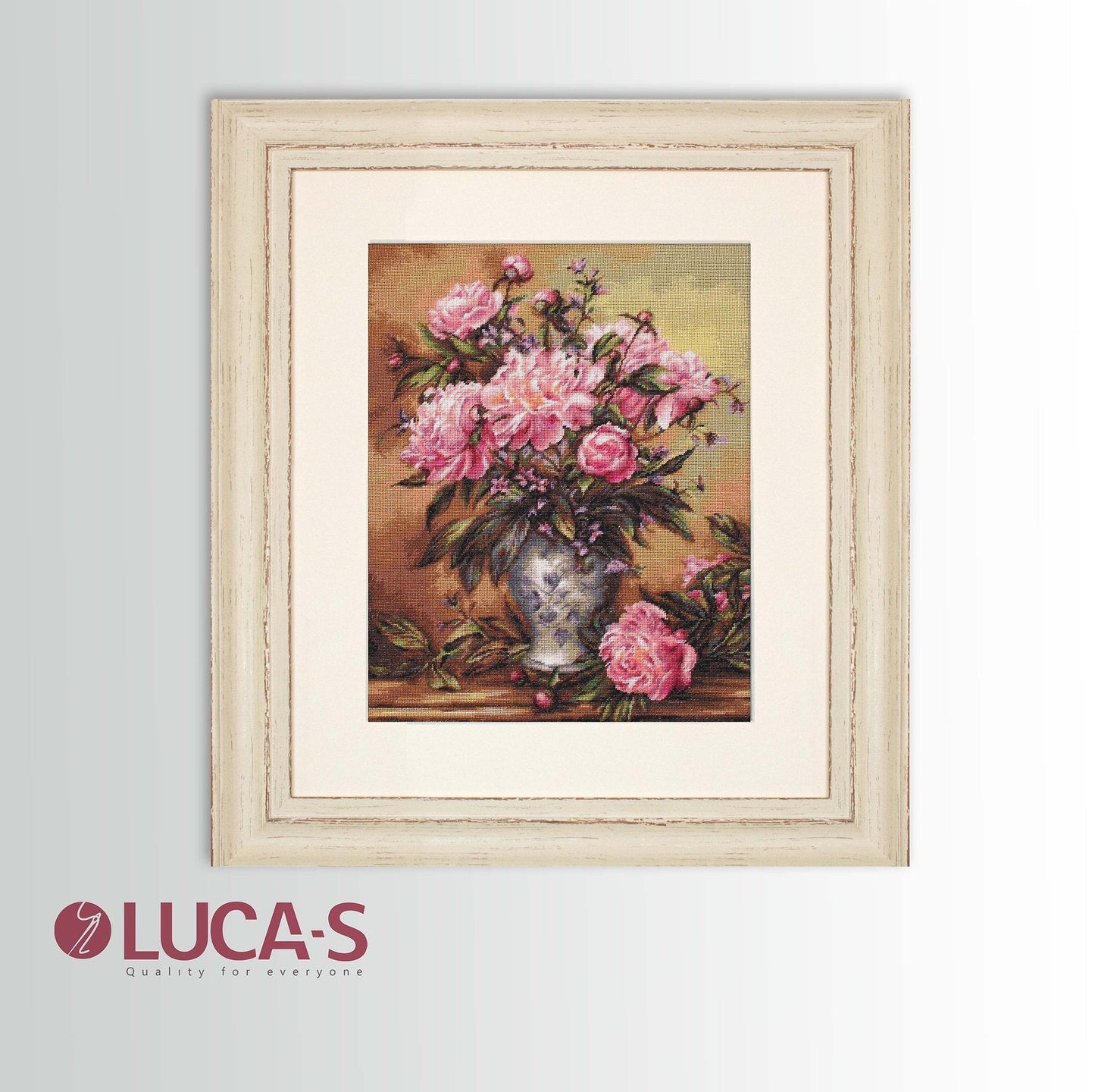 Set de brodat în cruciuliță Luca-S - B543 Vaza cu bujori