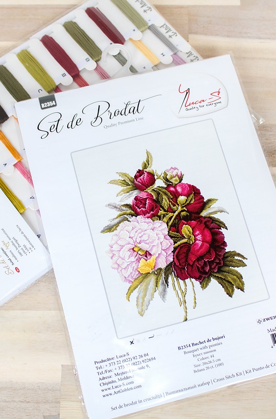 Cross stitch kit Luca-S - B2354 Bouquet of peonies