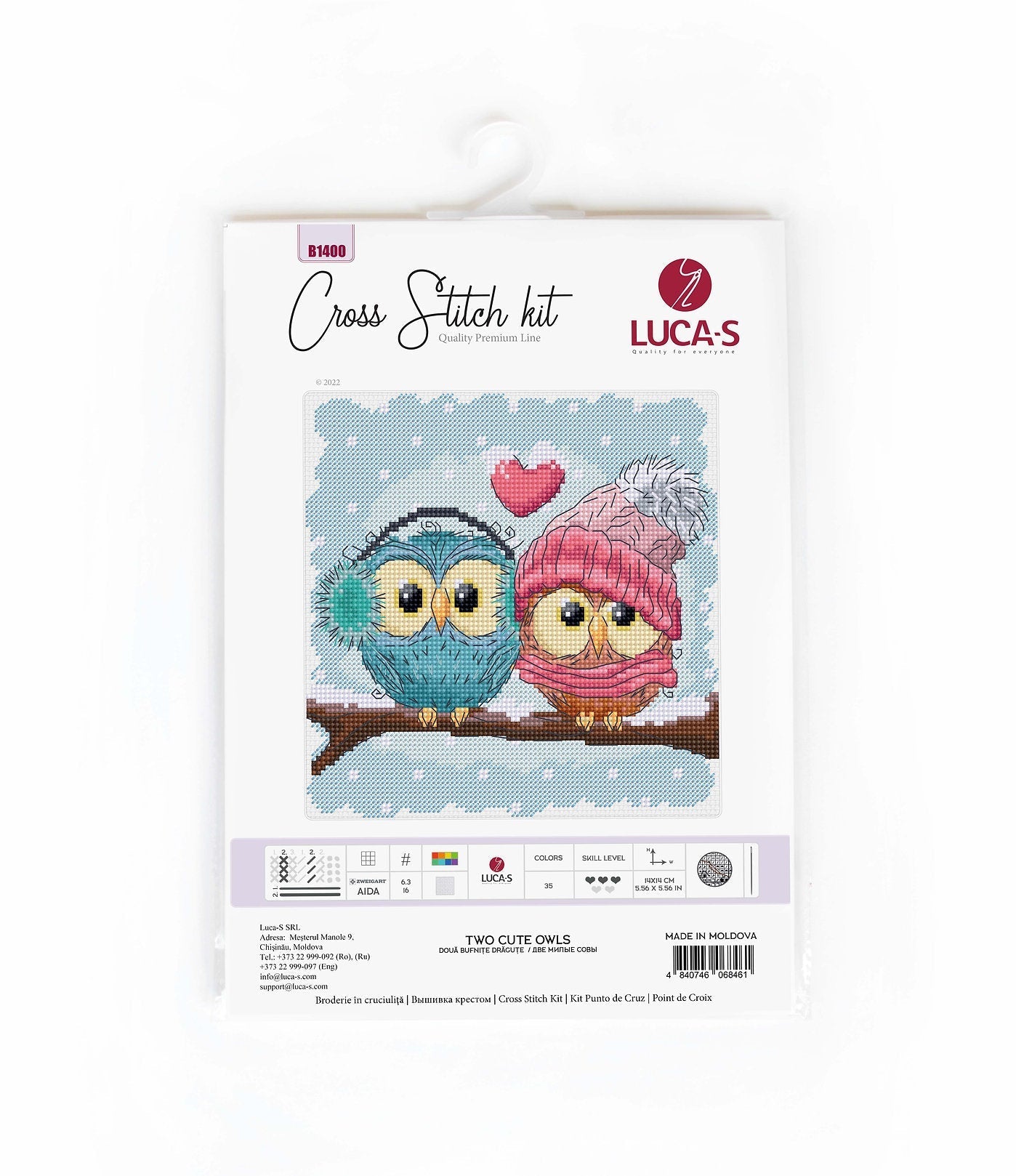 Set de brodat în cruciuliță Luca-S - B1400 Două bufnițe drăguțe