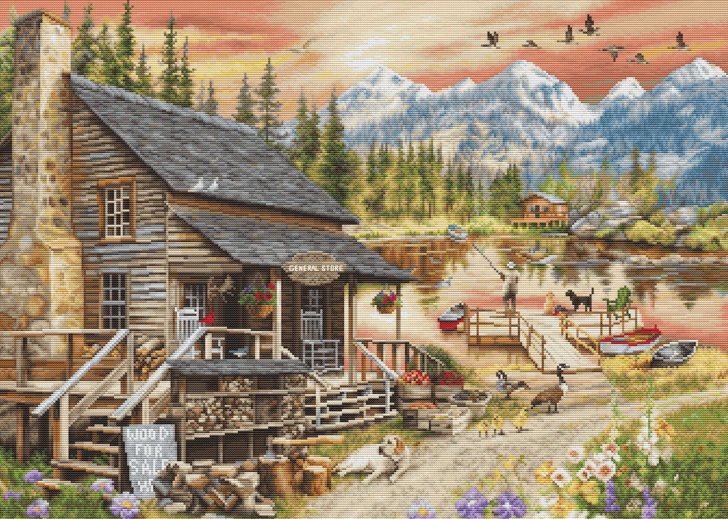 Cross stitch kit GOLD - B2413 Wooden cabin