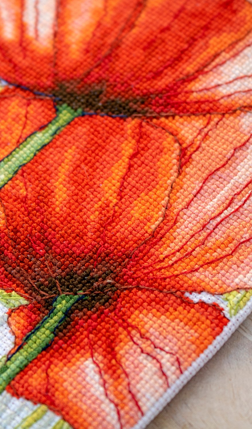 Cross stitch kit Luca-S - BU4018 Poppies and butterflies