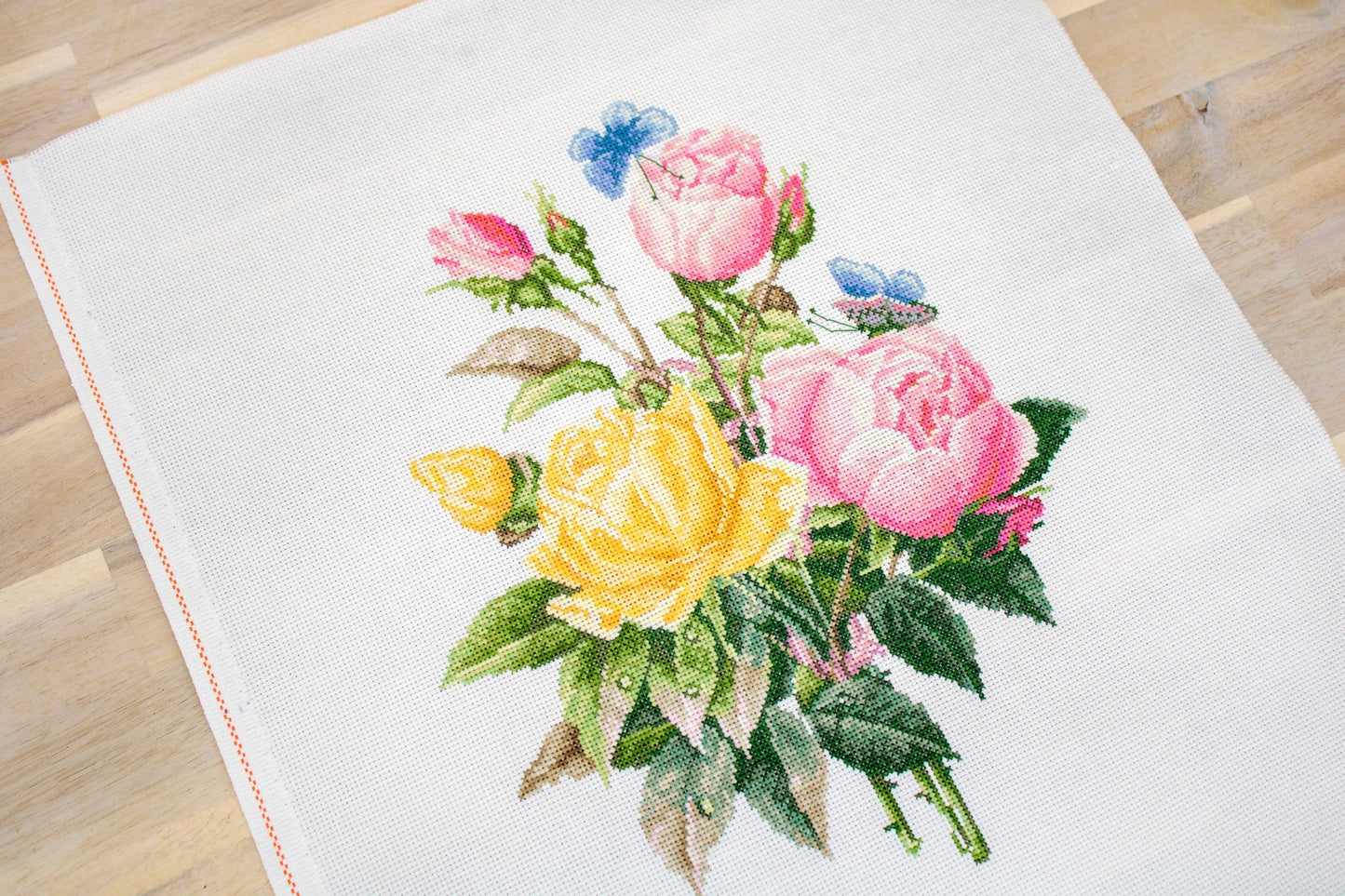 Cross stitch kit Luca-S - BU4003 Yellow roses and Bengal roses