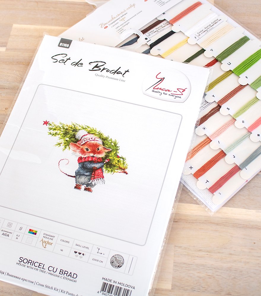 Set de brodat în cruciuliță Luca-S - B1169 Șoricel cu Brad