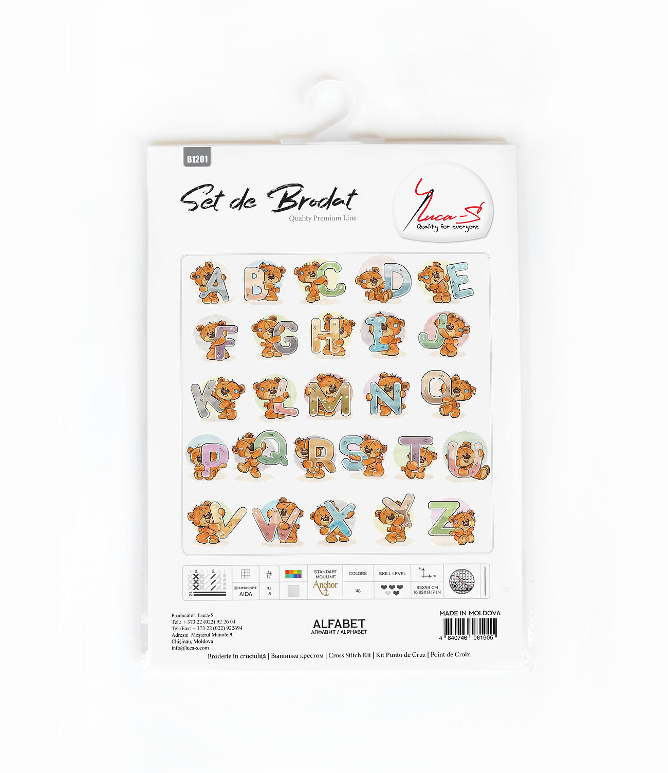 Set de brodat în cruciuliță Luca-S - B1201 Alfabet