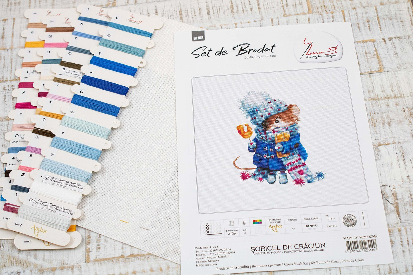 Set de brodat în cruciuliță Luca-S - B1168 Șoricel de Crăciun