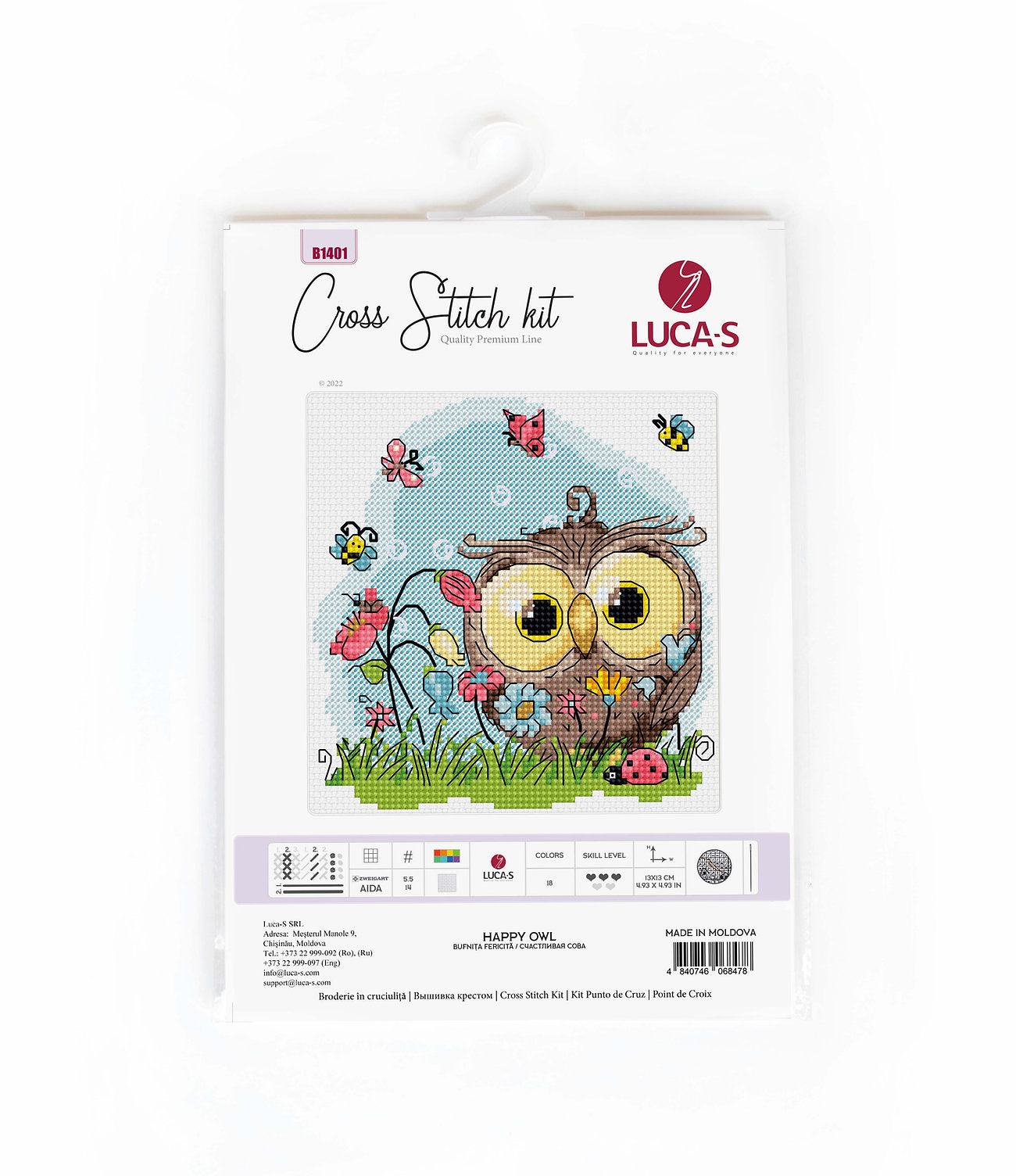 Set de brodat în cruciuliță Luca-S - B1401 Bufnița fericită