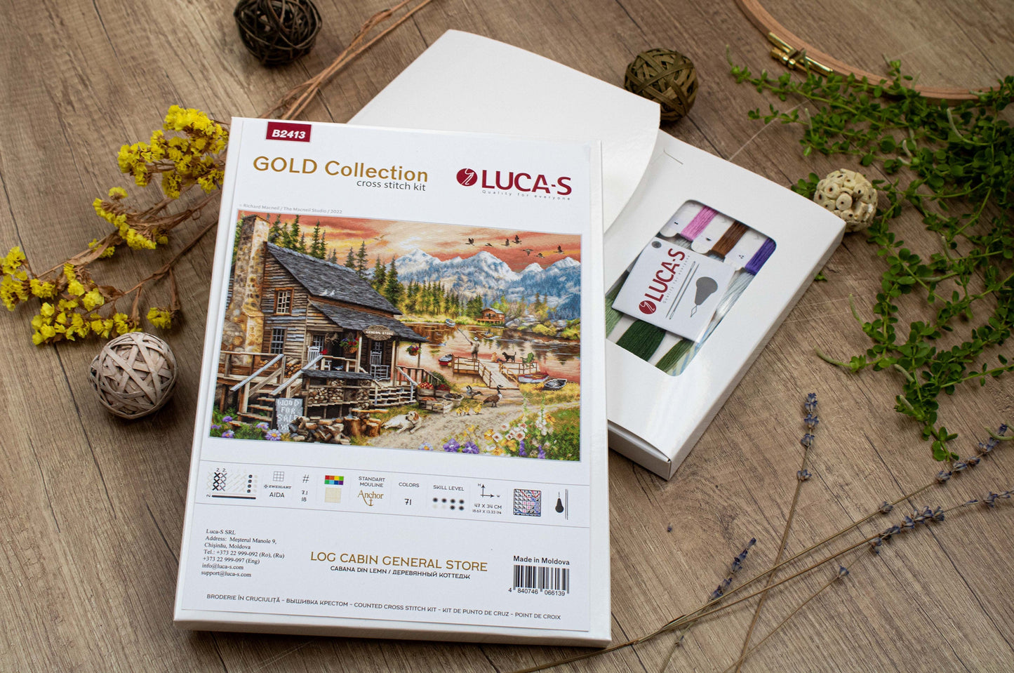 Cross stitch kit GOLD - B2413 Wooden cabin