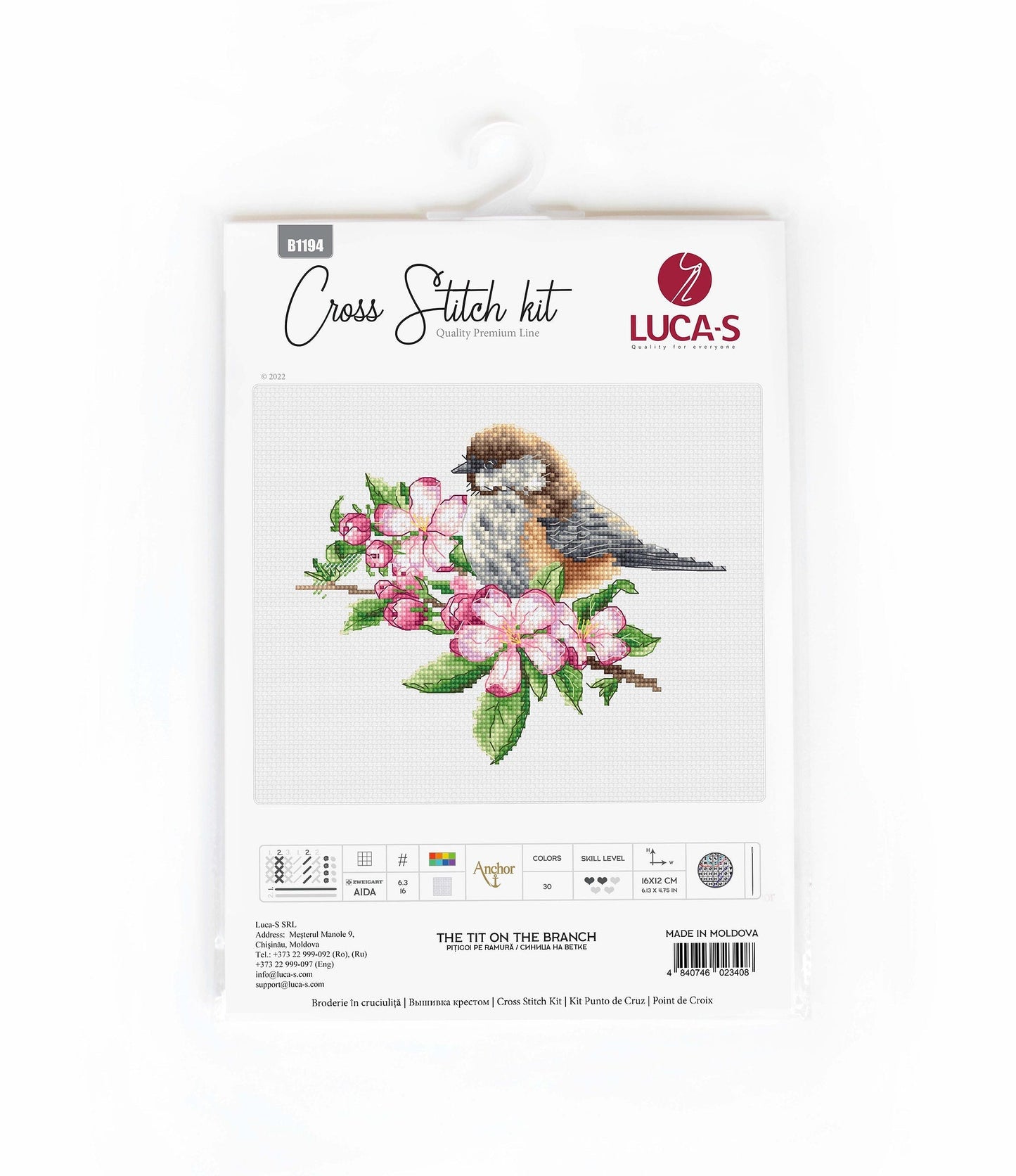 Set de brodat în cruciuliță Luca-S - Pițigoi pe ramură B1194