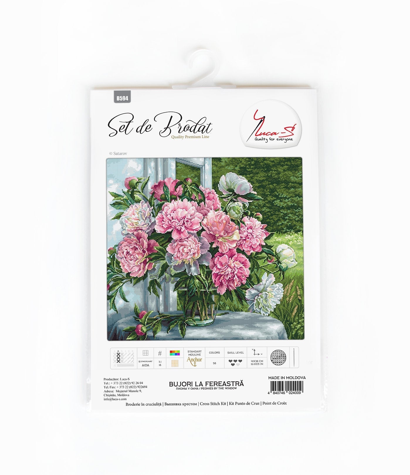 Cross stitch kit Luca-S - B594 Peonies at the window