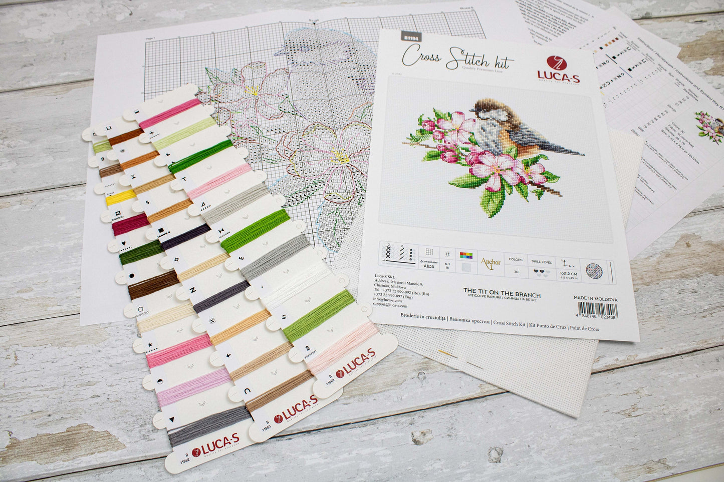 Set de brodat în cruciuliță Luca-S - Pițigoi pe ramură B1194