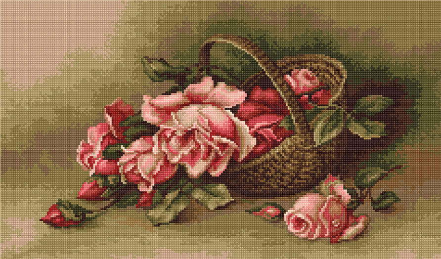 Luca-S Cross Stitch Kit - Basket with roses, G483