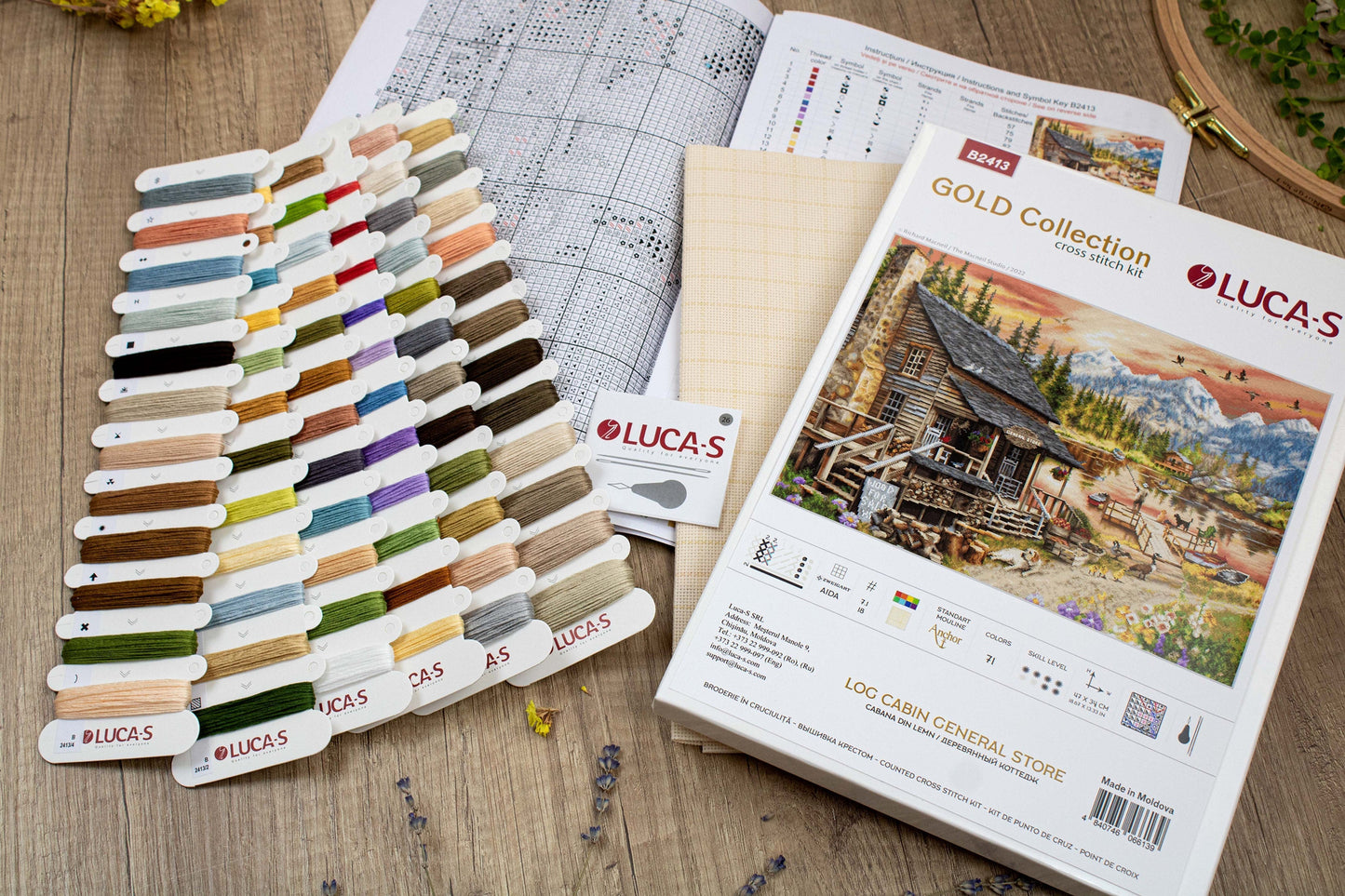 Cross stitch kit GOLD - B2413 Wooden cabin