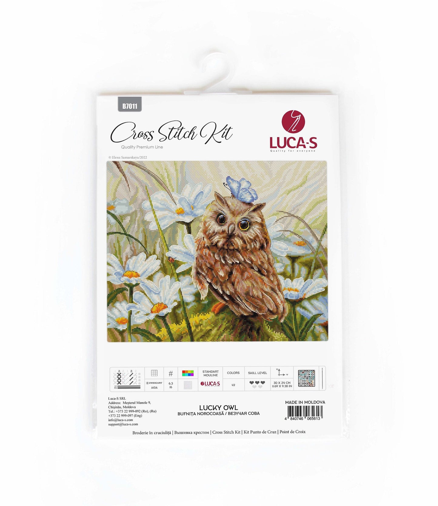 Set de brodat în cruciuliță Luca-S - Bufnița norocoasă B7011