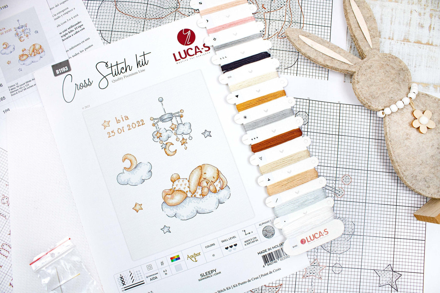Cross Stitch Kit Luca-S - Sleepy - HobbyJobby
