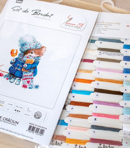 Set de brodat în cruciuliță Luca-S - B1168 Șoricel de Crăciun