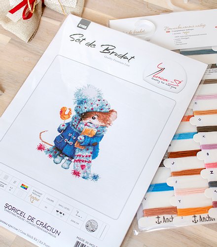 Set de brodat în cruciuliță Luca-S - B1168 Șoricel de Crăciun