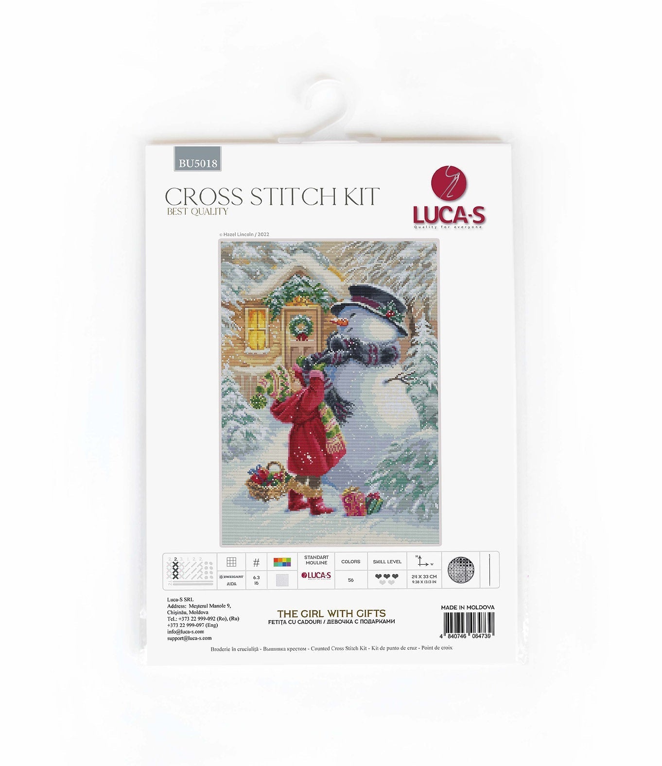 Set de brodat în cruciuliță Luca-S - BU5018 Fetița cu cadouri