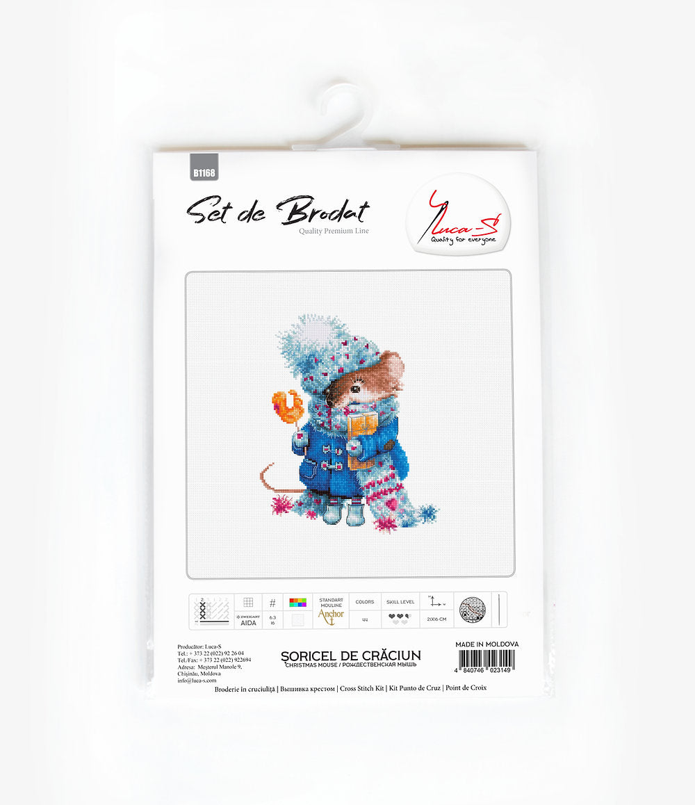 Set de brodat în cruciuliță Luca-S - B1168 Șoricel de Crăciun