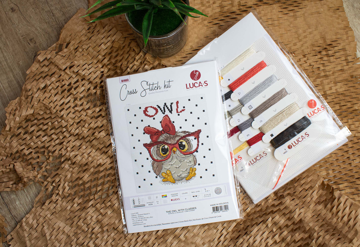 Cross stitch kit Luca-S - B1403 Owl with glasses