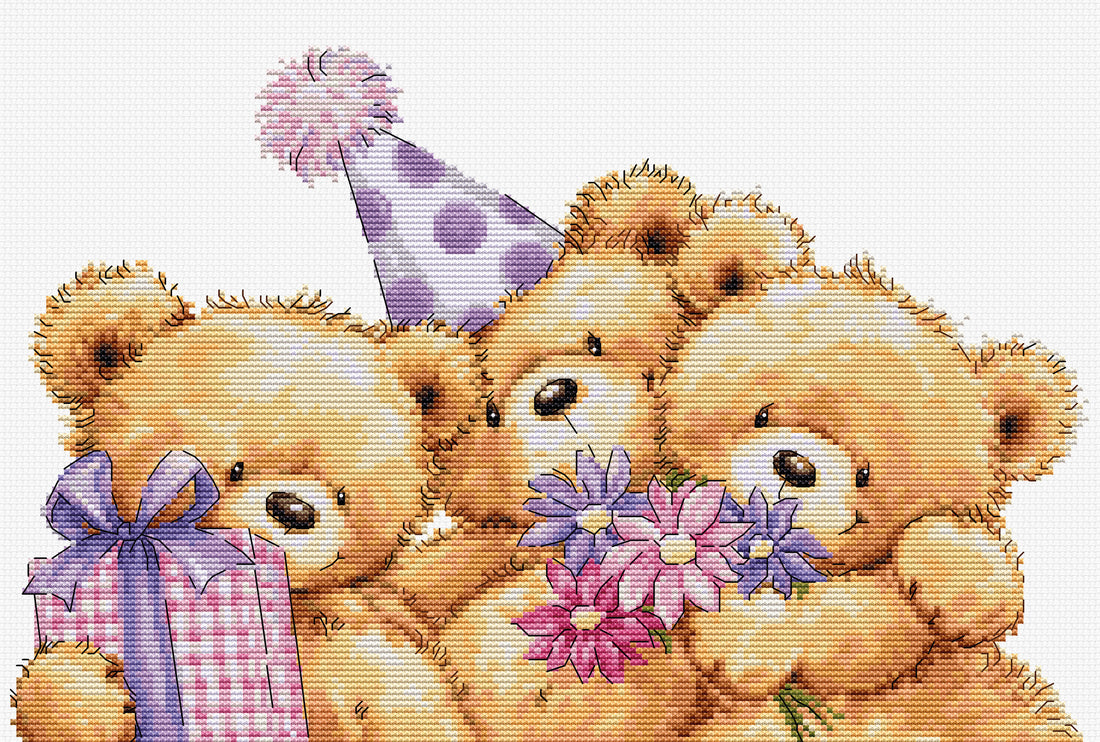 Cross stitch kit Luca-S - Three Bears at a Party, B1411