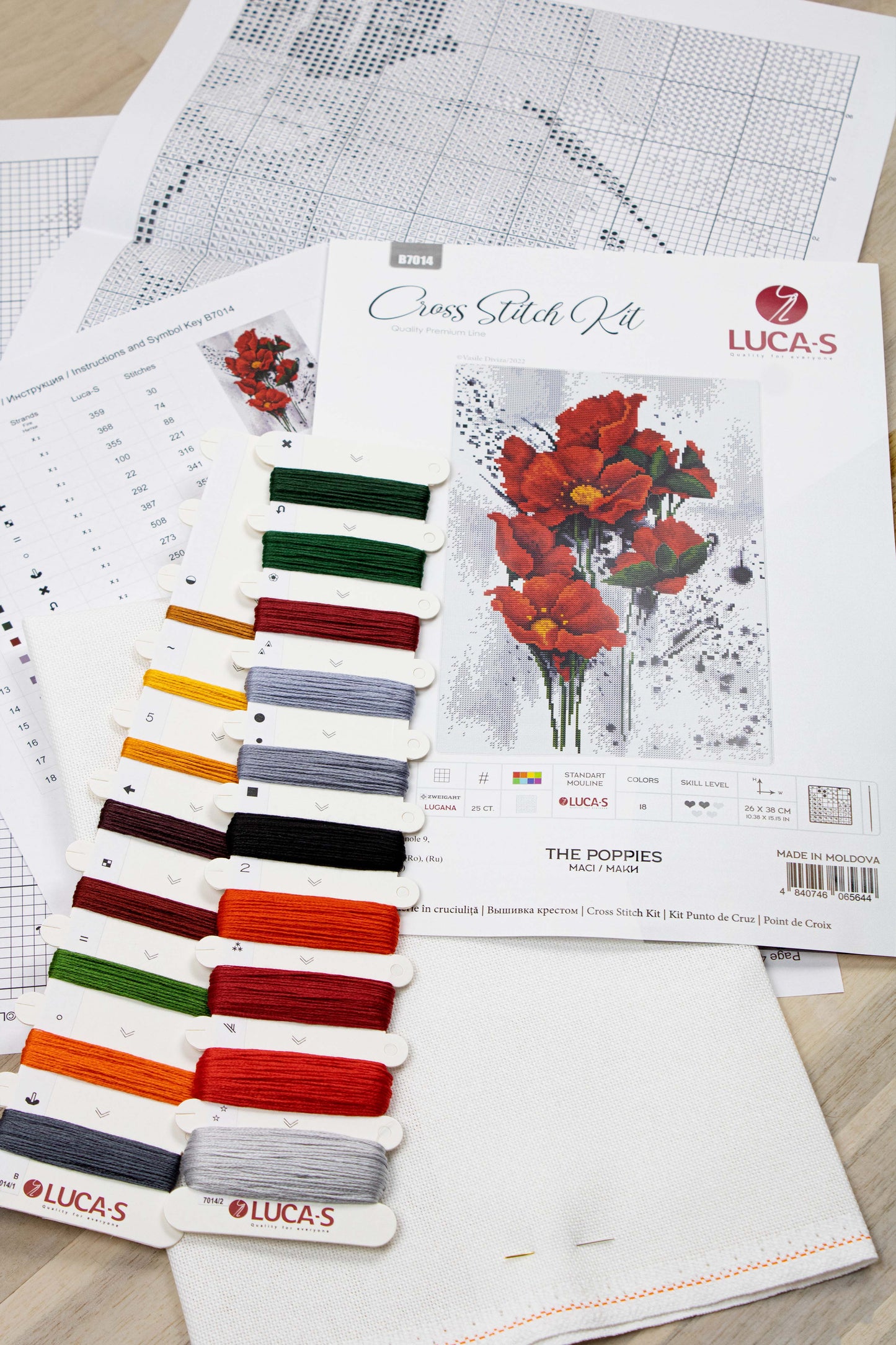 Cross stitch kit Luca-S - B7014 Poppies
