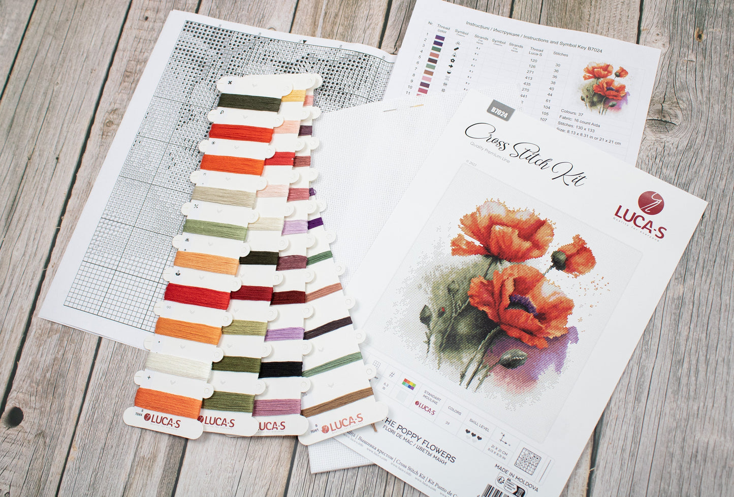Cross stitch kit Luca-S - Poppy Flowers, B7024