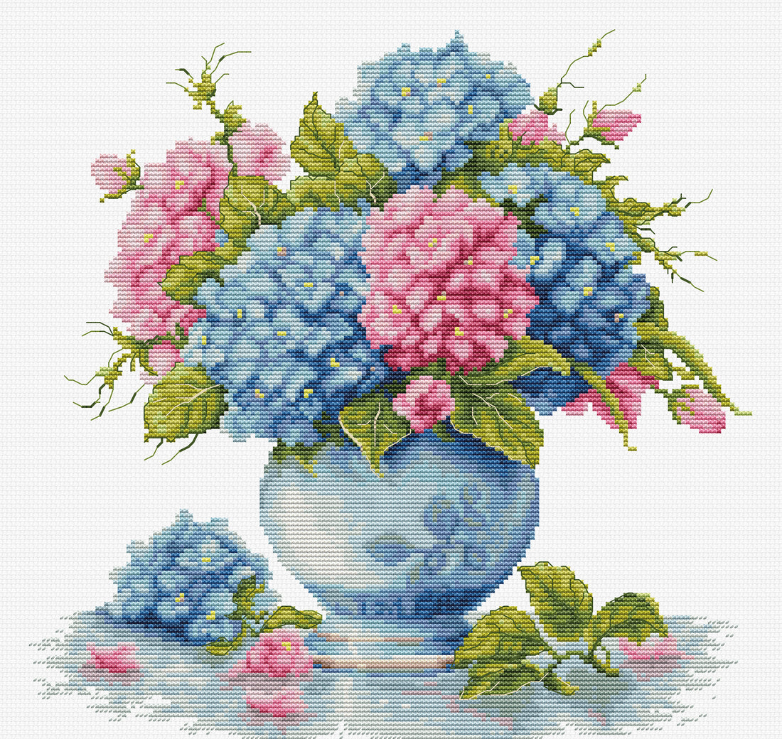 Cross stitch kit Luca-S - Vase with Hydrangea, B7033