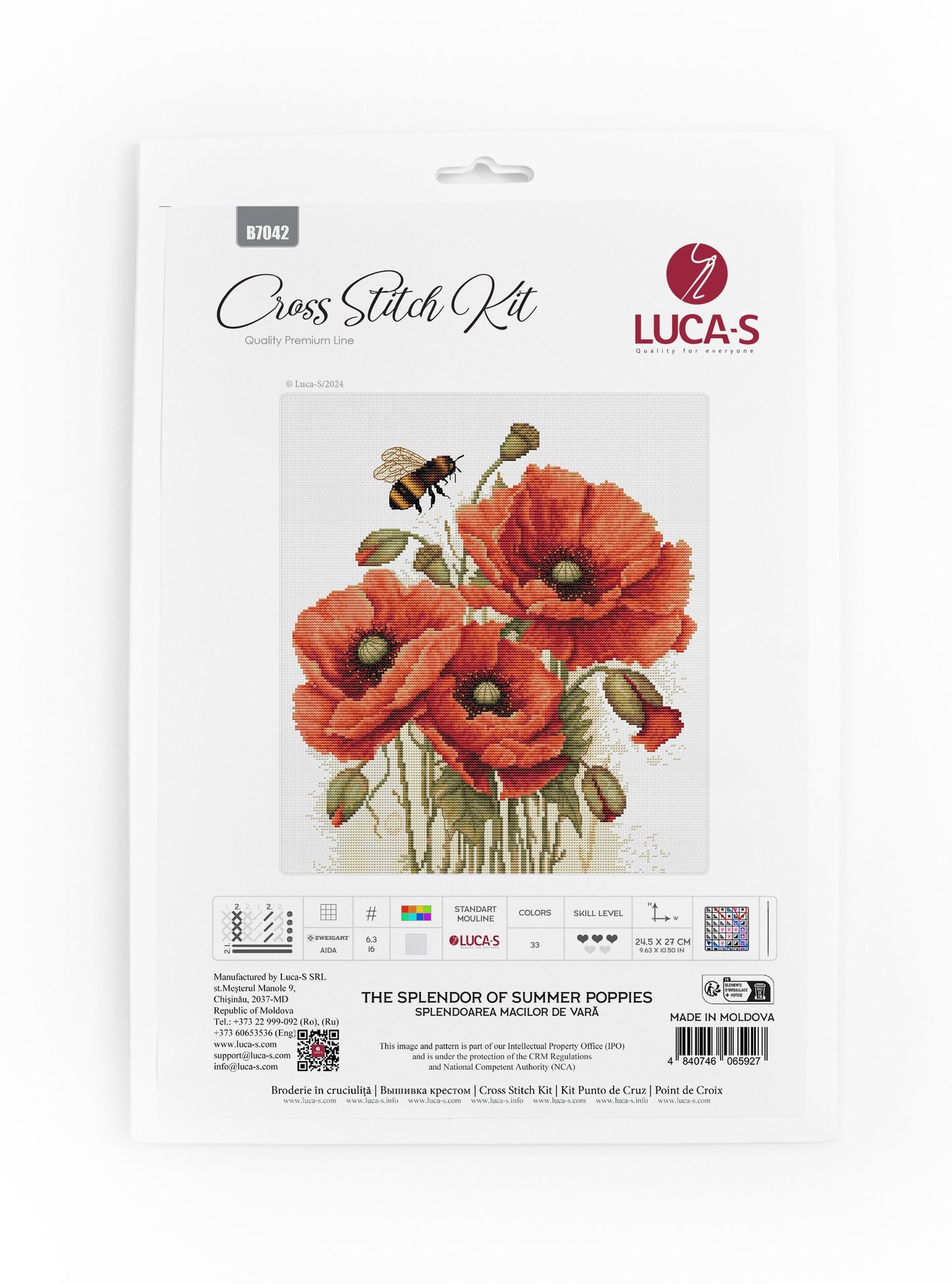 Cross stitch kit Luca-S - The Splendor of Summer Poppies, B7042