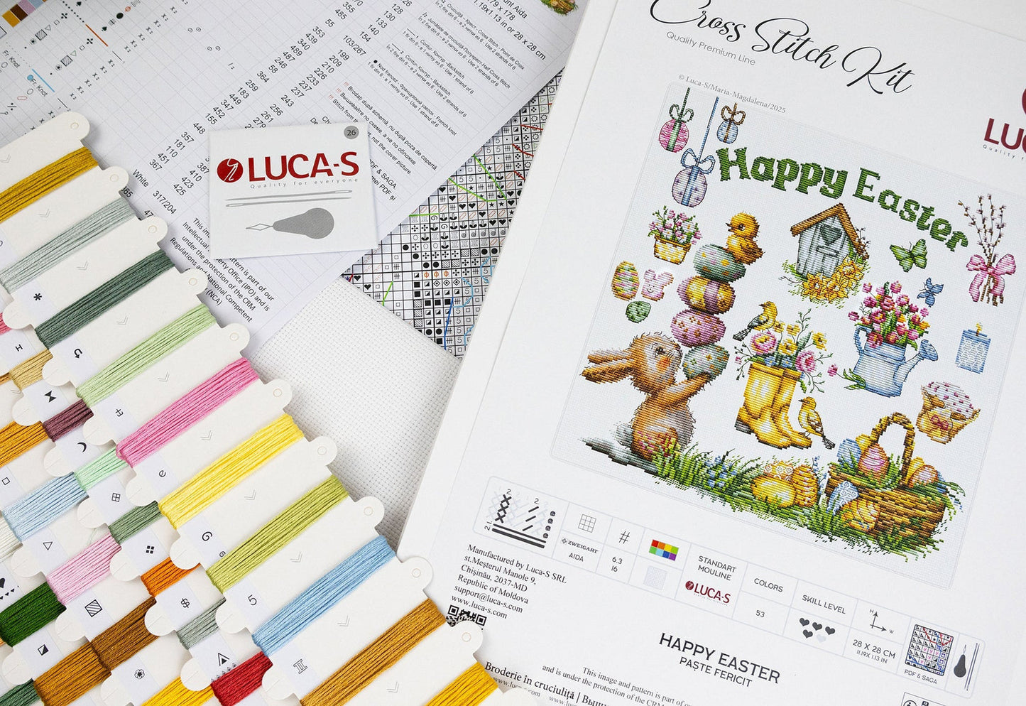 Set de brodat în cruciuliță Luca-S -Paște Fericit, B7048