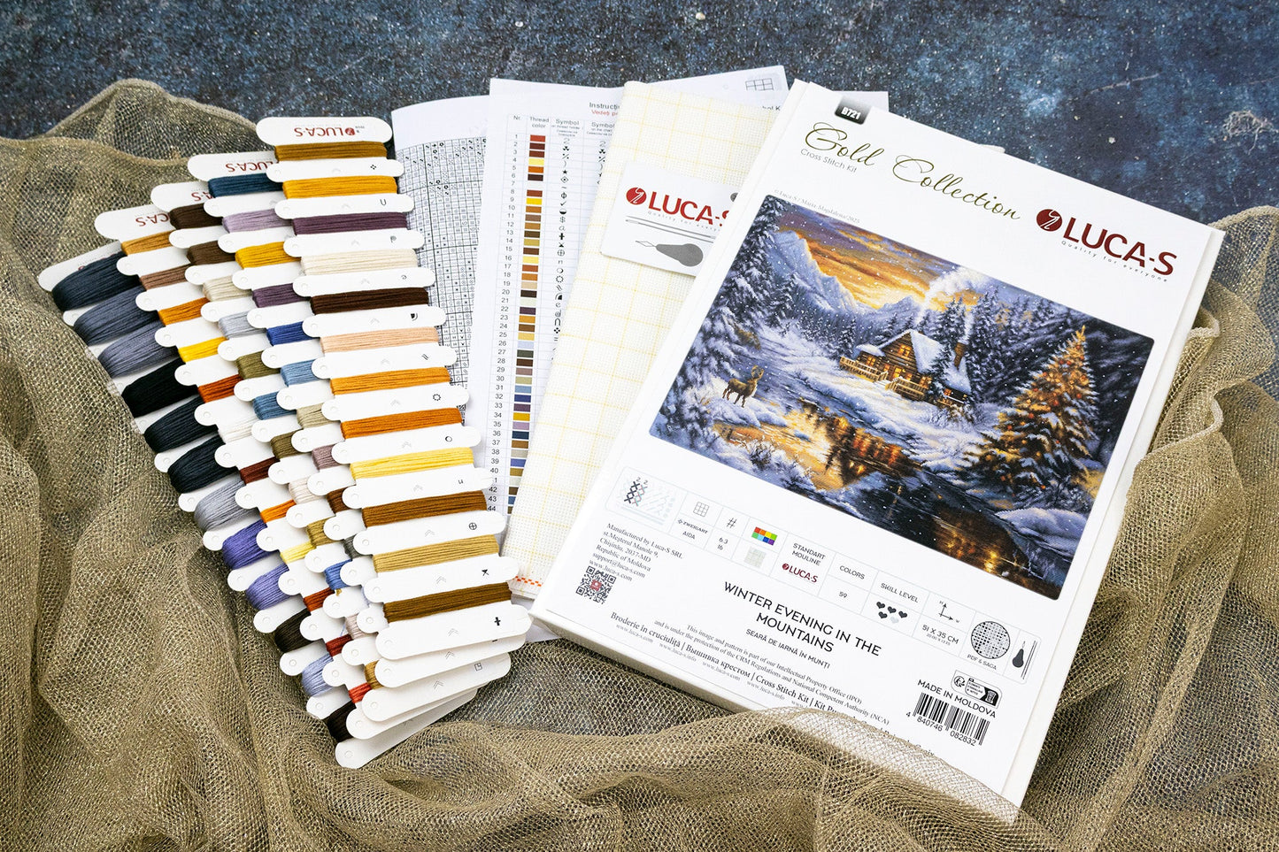 Set de brodat în cruciuliță Luca-S GOLD - Seară de Iarnă în Munți, B721