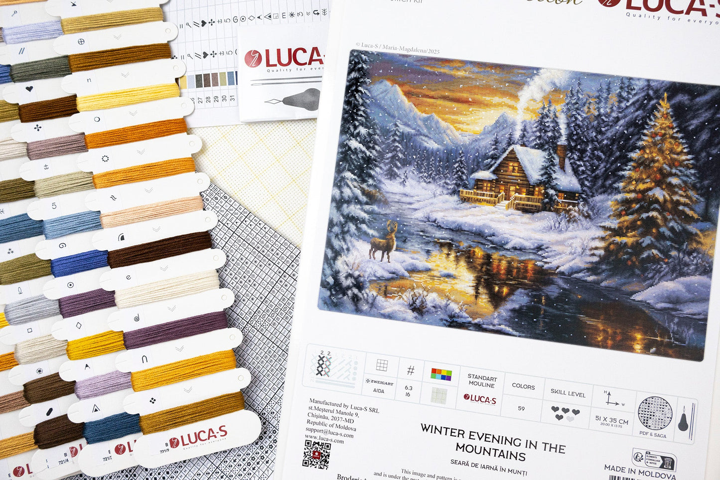 Set de brodat în cruciuliță Luca-S GOLD - Seară de Iarnă în Munți, B721