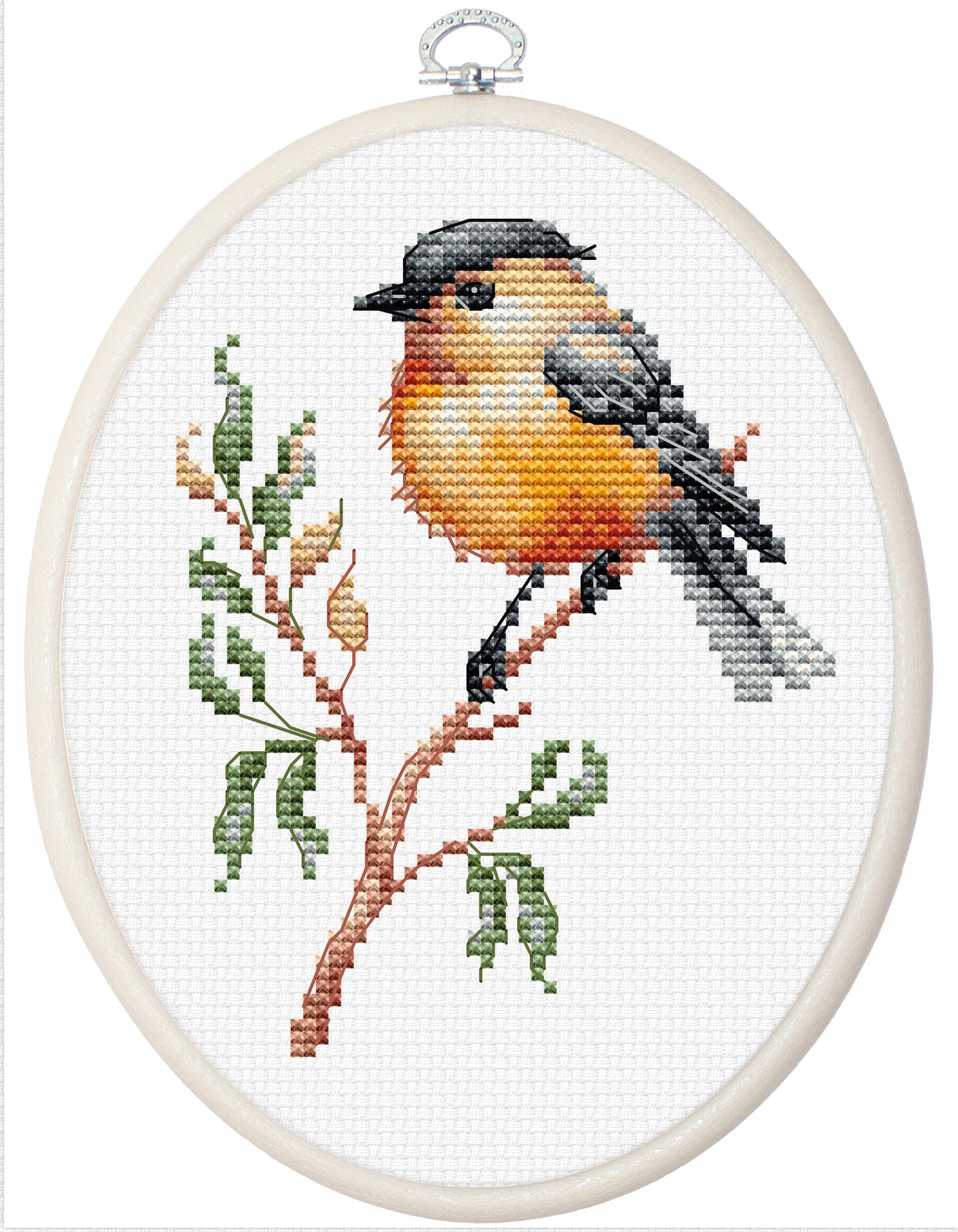 Cross stitch embroidery set with embroidery hoop included Luca-S - Bird on Branch, BC106