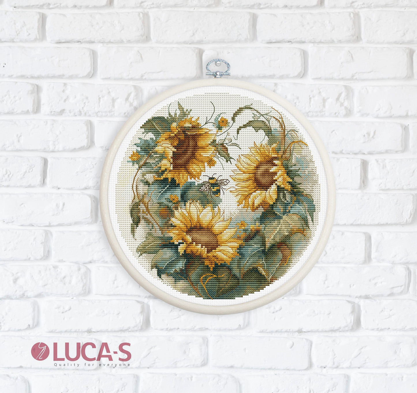Cross stitch embroidery set with embroidery hoop included - BC202 Sunflower