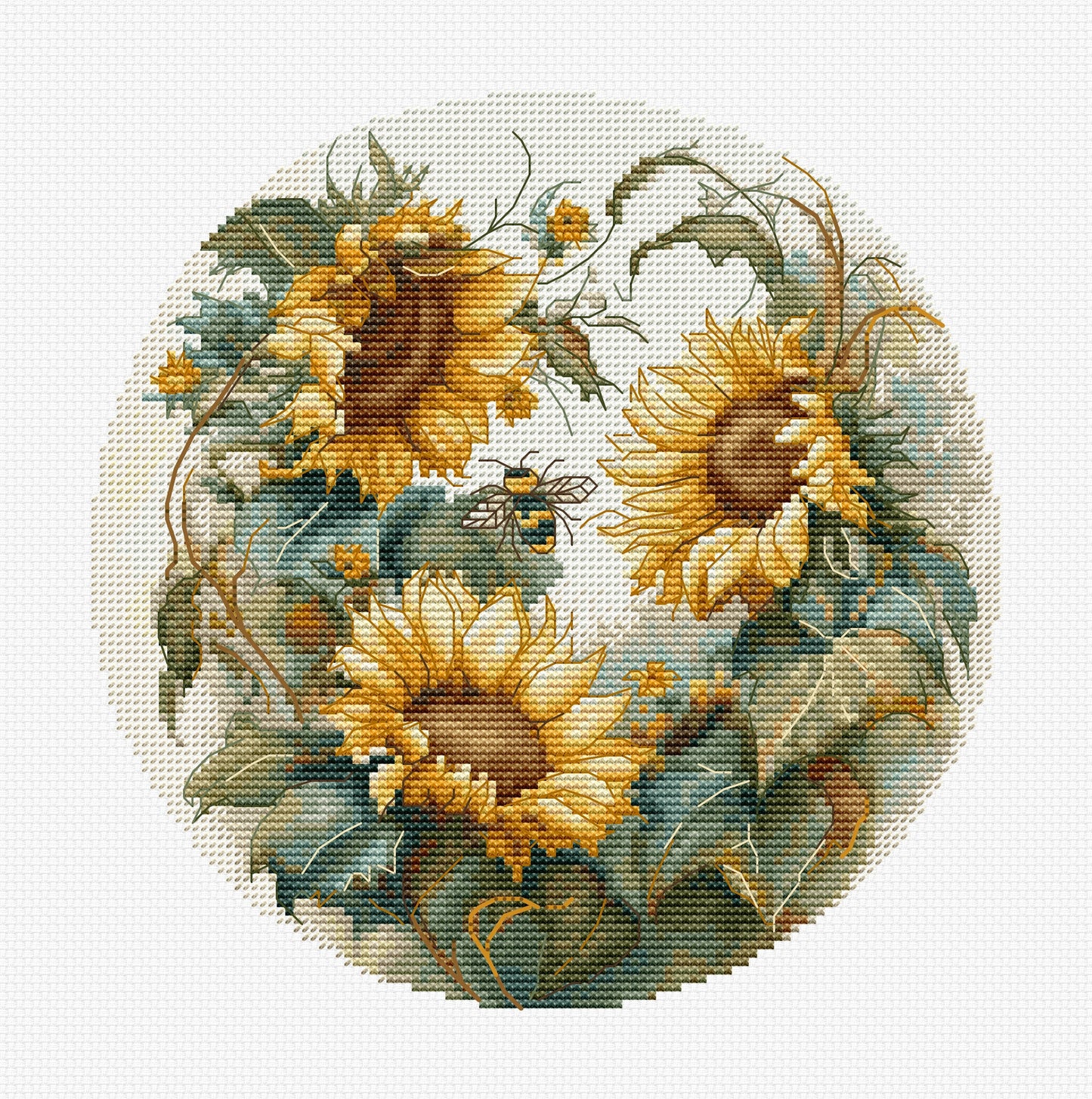 Cross stitch embroidery set with embroidery hoop included - BC202 Sunflower
