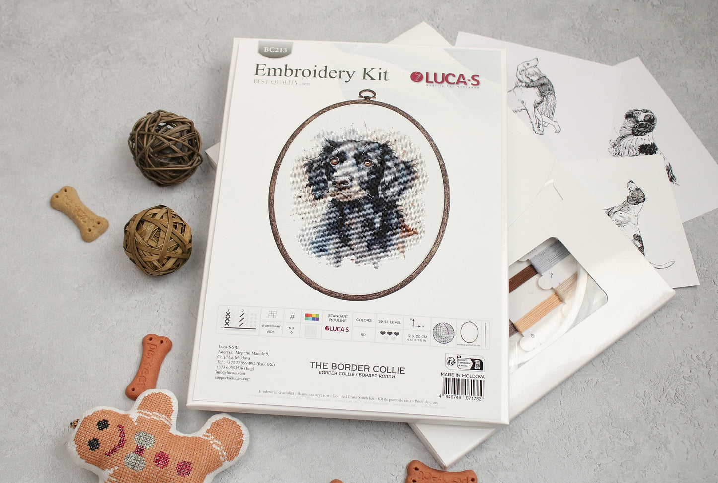 Embroidery kit with frame included Luca-S - BC213 Border Collie