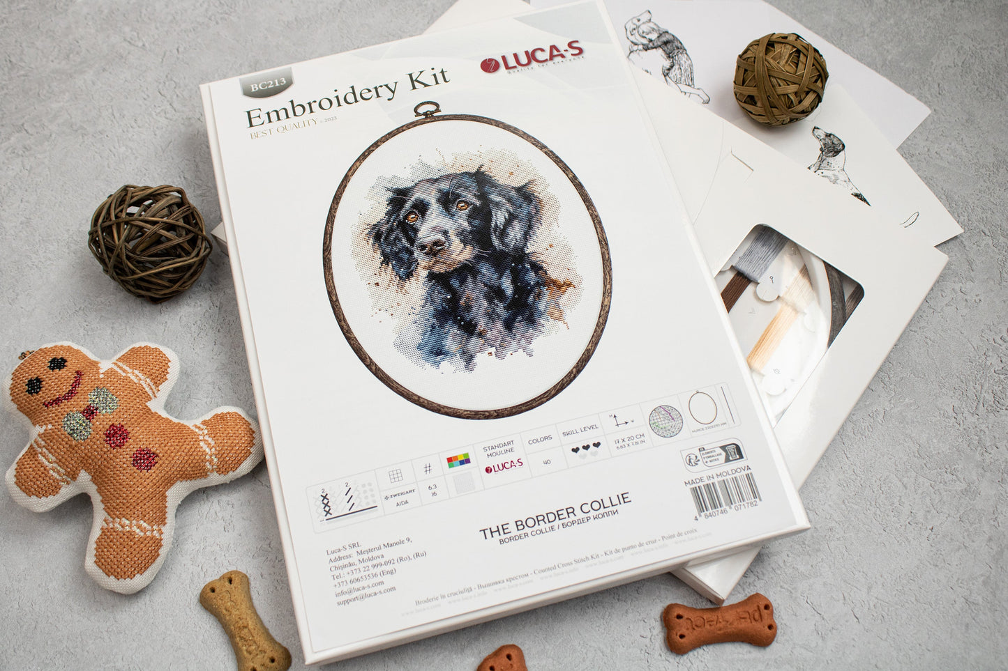 Embroidery kit with frame included Luca-S - BC213 Border Collie