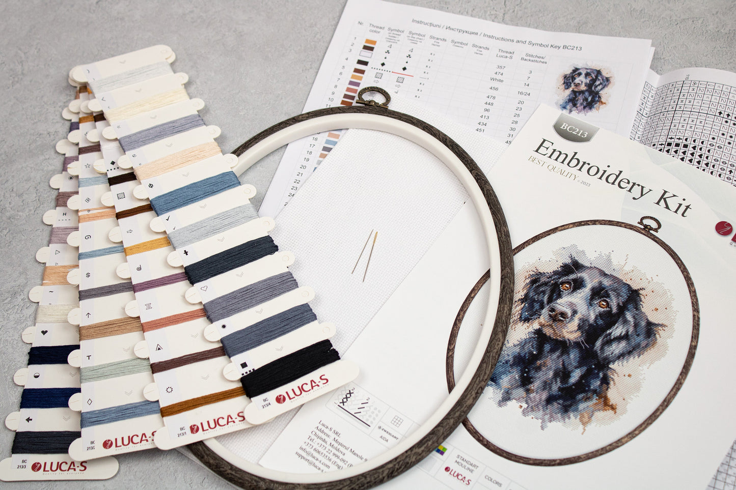 Embroidery kit with frame included Luca-S - BC213 Border Collie