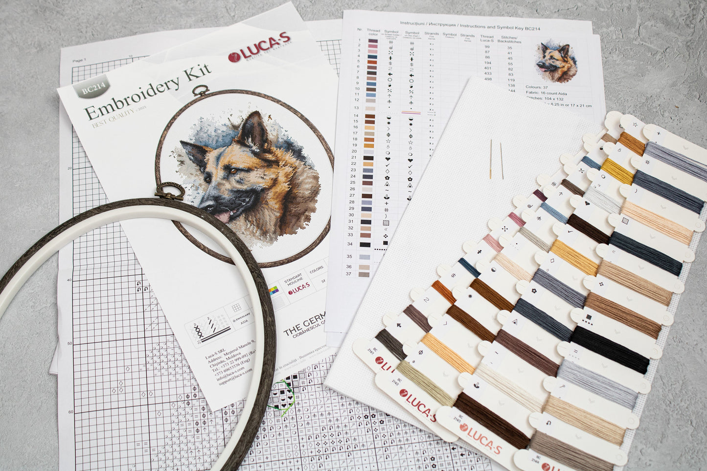 Embroidery kit with frame included Luca-S - BC214 German Shepherd