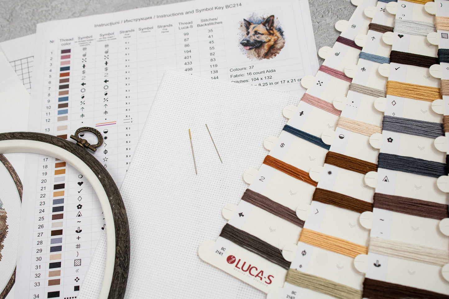 Embroidery kit with frame included Luca-S - BC214 German Shepherd