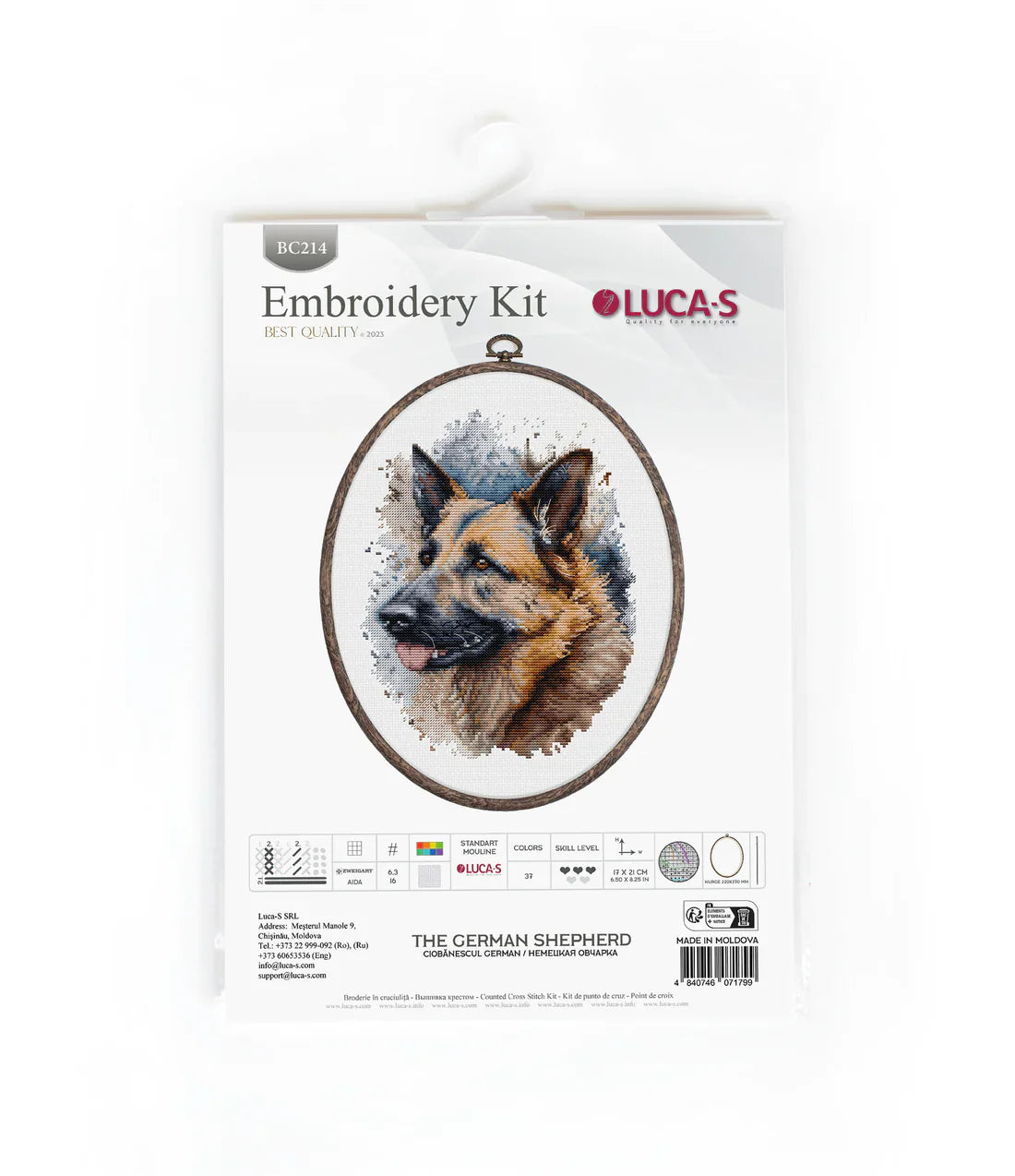 Embroidery kit with frame included Luca-S - BC214 German Shepherd