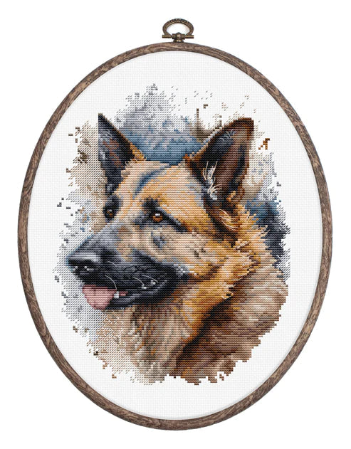 Embroidery kit with frame included Luca-S - BC214 German Shepherd