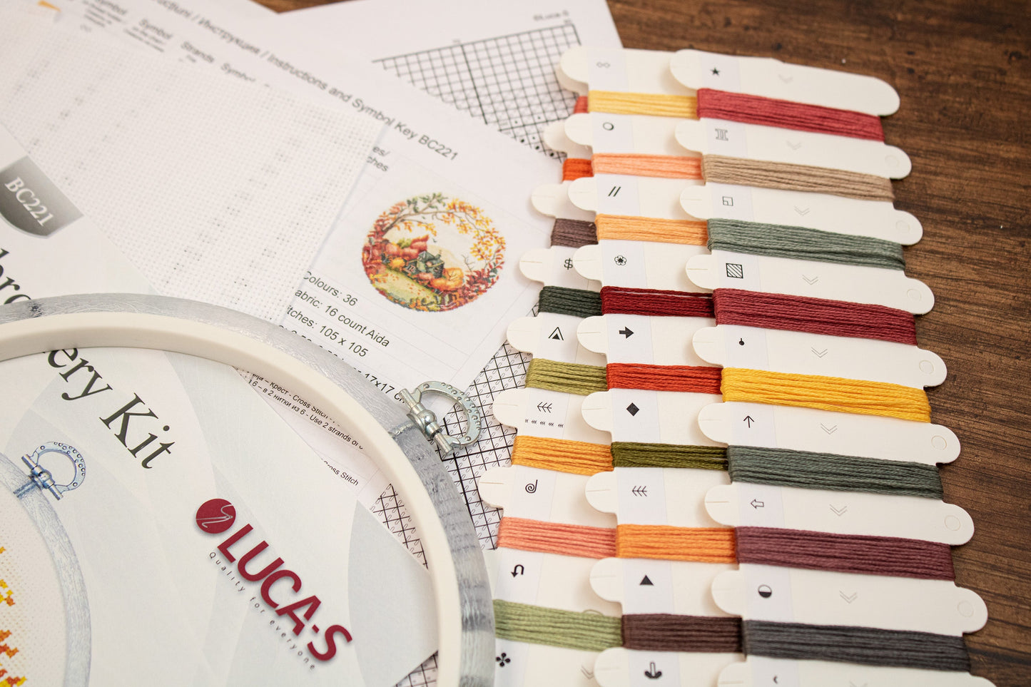 Cross stitch embroidery set with embroidery hoop included - Autumn BC221