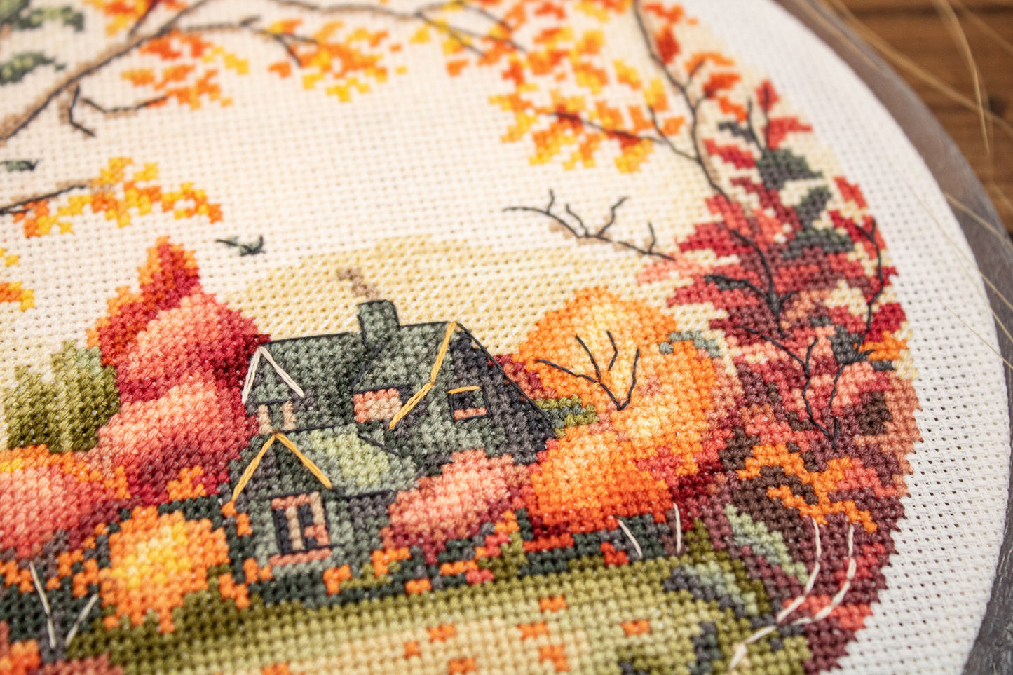 Cross stitch embroidery set with embroidery hoop included - Autumn BC221