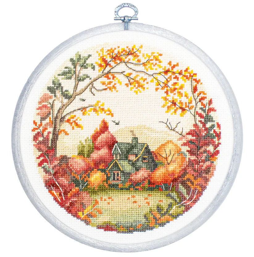 Cross stitch embroidery set with embroidery hoop included - Autumn BC221