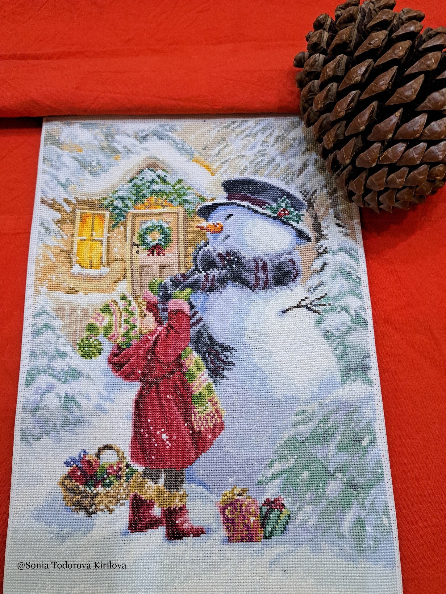 Set de brodat în cruciuliță Luca-S - BU5018 Fetița cu cadouri